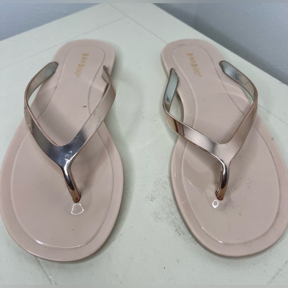 Bamboo Rose Gold Flip Flop Sandals